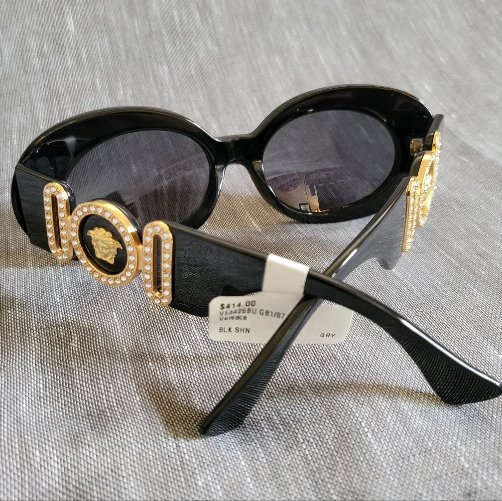 New Women's Versace Black Gold Medusa Head Biggie Sunglasses (Regular not Oversz - Picture 4 of 16